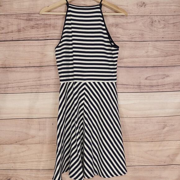 New! Cremieux Dress Womens XS Navy Ivory Striped Noah Knit High Neck A-Line NWT - Picture 5 of 13